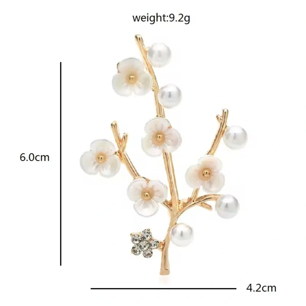 Cherry Silver Blossom Pearl Branch Brooch